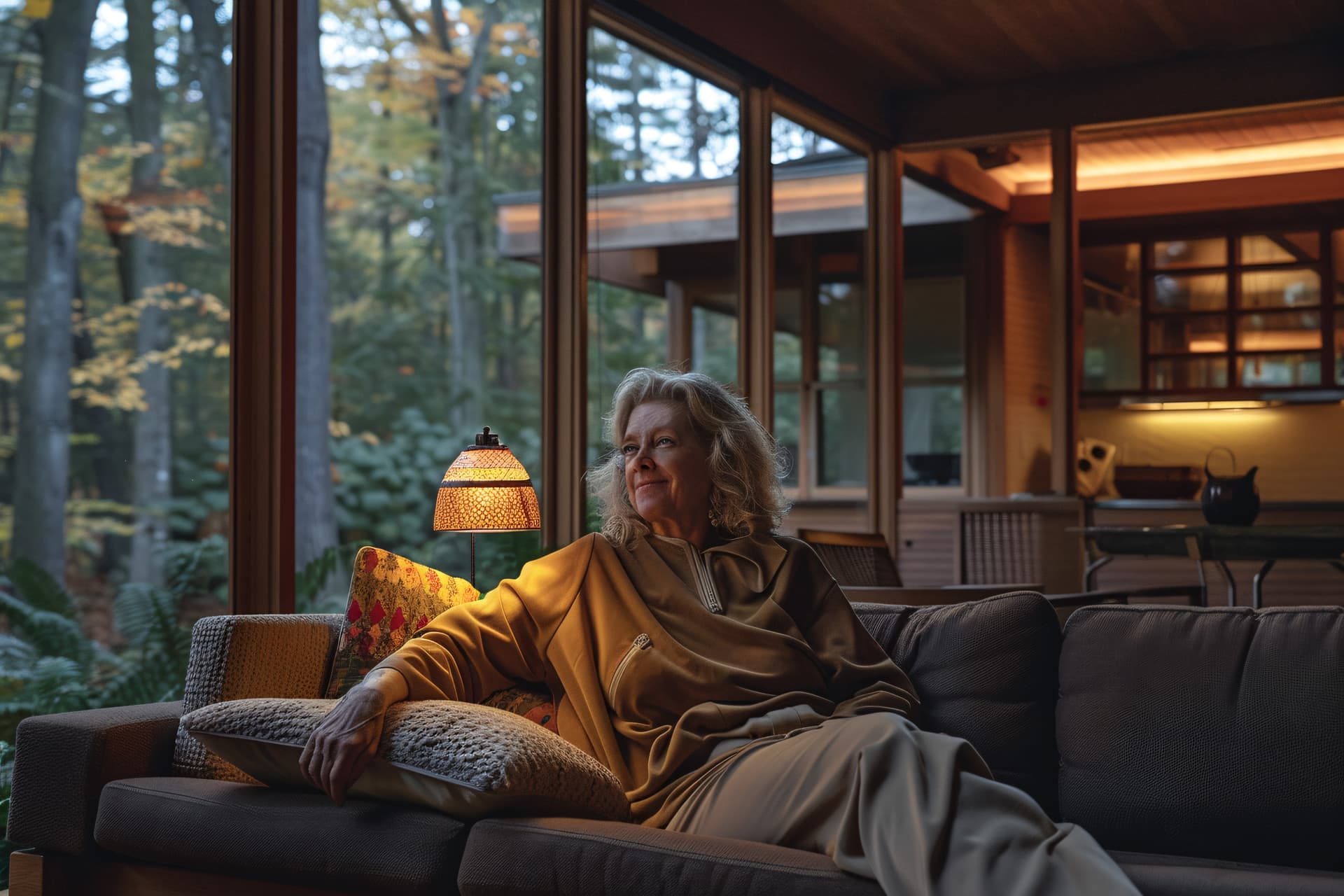 People relaxing in their wooden home